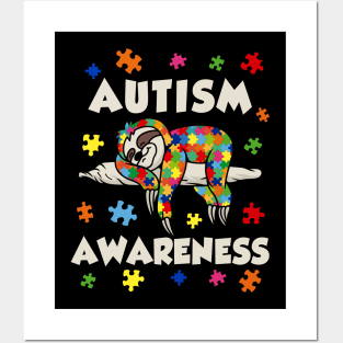 Sloth Lover Autism Awareness Puzzle Piece Autistic Kids Mom Posters and Art